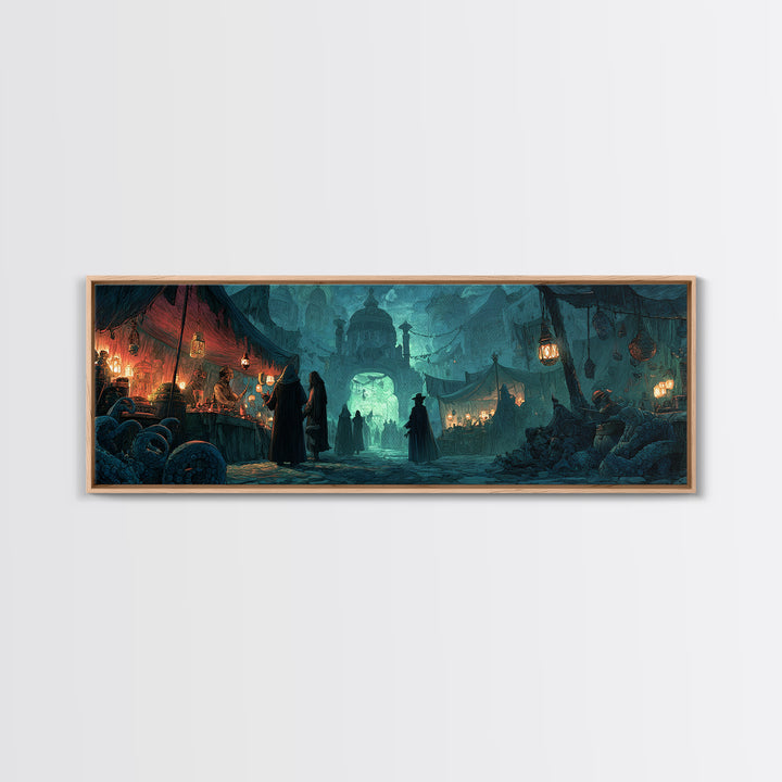 The Lantern Market Beyond The Veil, Extra Wide Wall Art, Macabre Wall Art, Canvas Print, Halloween Wall Decor, Gothic Home Decor