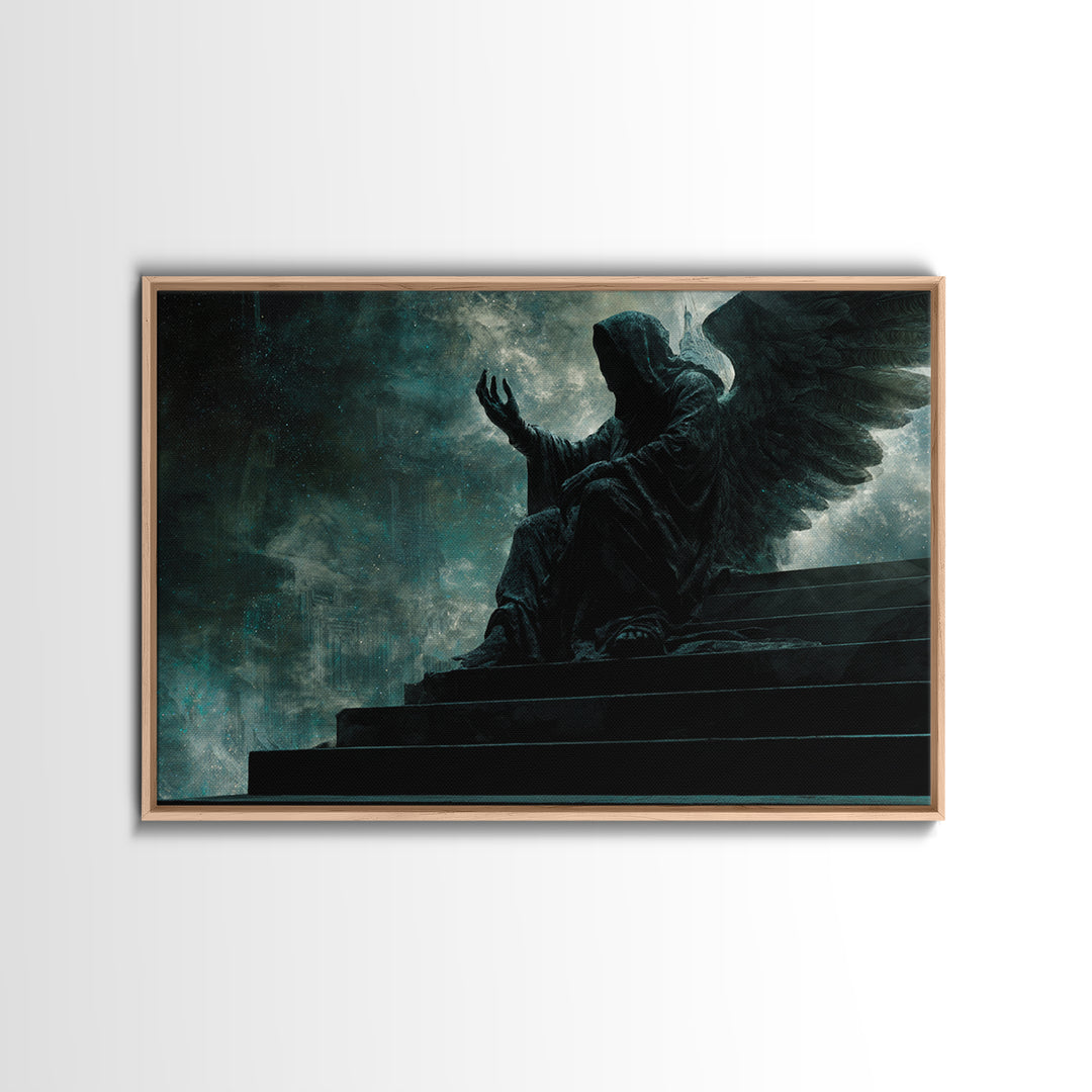 The Moth Prophet Of Kadath, Landscape Wall Art, Lovecraftian Horror Art, Framed Canvas Print, Halloween Wall Decor, Gothic Home Decor