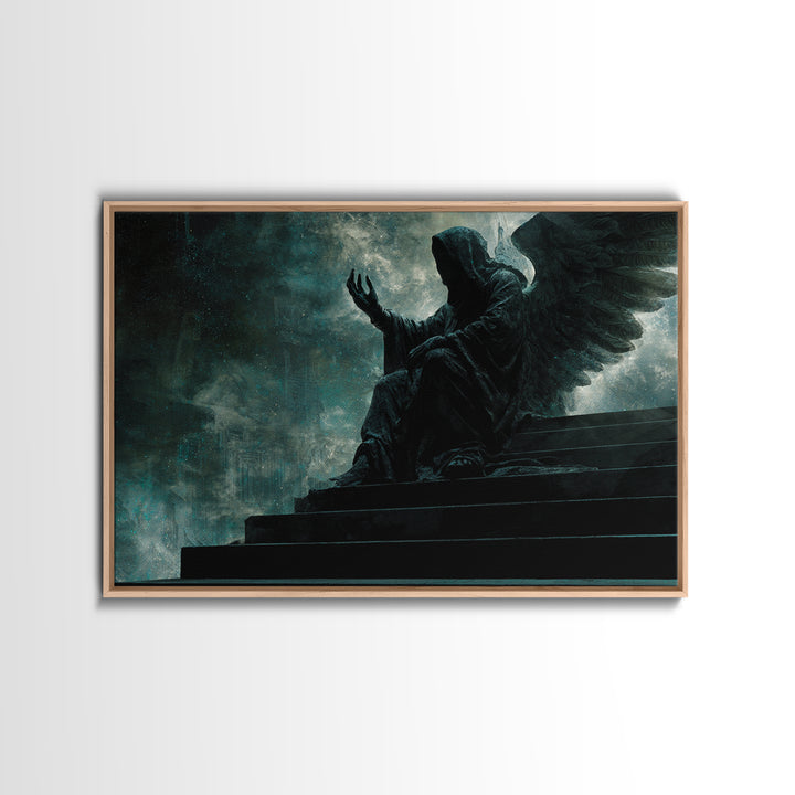 The Moth Prophet Of Kadath, Landscape Wall Art, Lovecraftian Horror Art, Framed Canvas Print, Halloween Wall Decor, Gothic Home Decor