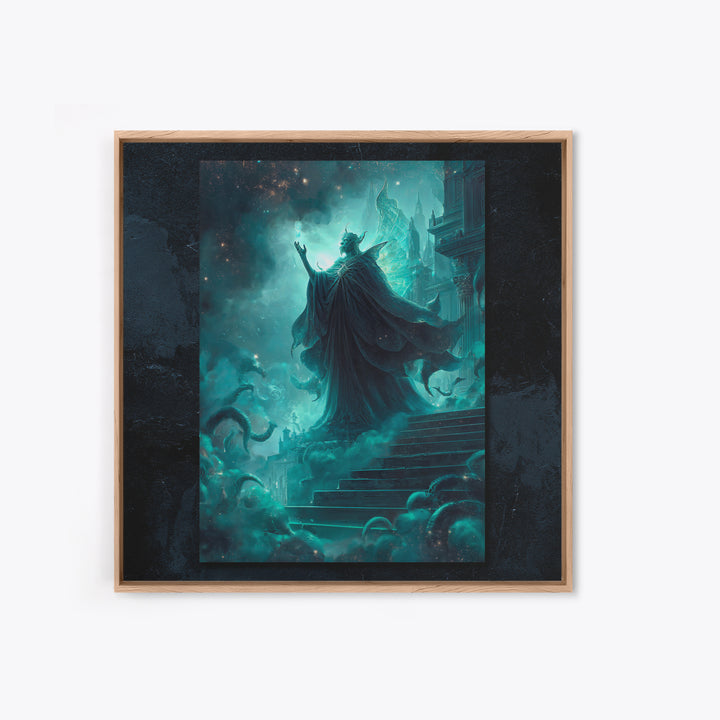 The Moth Prophet Of Kadath, Square Wall Art, Cosmic Horror Wall Art, Framed Canvas Print, Halloween Wall Decor, Gothic Home Decor