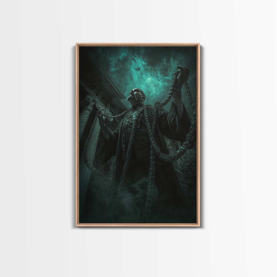 The Moonlit Shoggoth Menagerie, Vertical Wall Art, Macabre Wall Art, Framed Canvas Print, Halloween Wall Decor, Gothic Home Decor