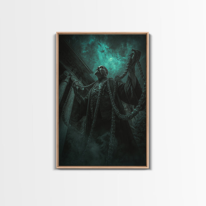 The Moonlit Shoggoth Menagerie, Vertical Wall Art, Macabre Wall Art, Framed Canvas Print, Halloween Wall Decor, Gothic Home Decor