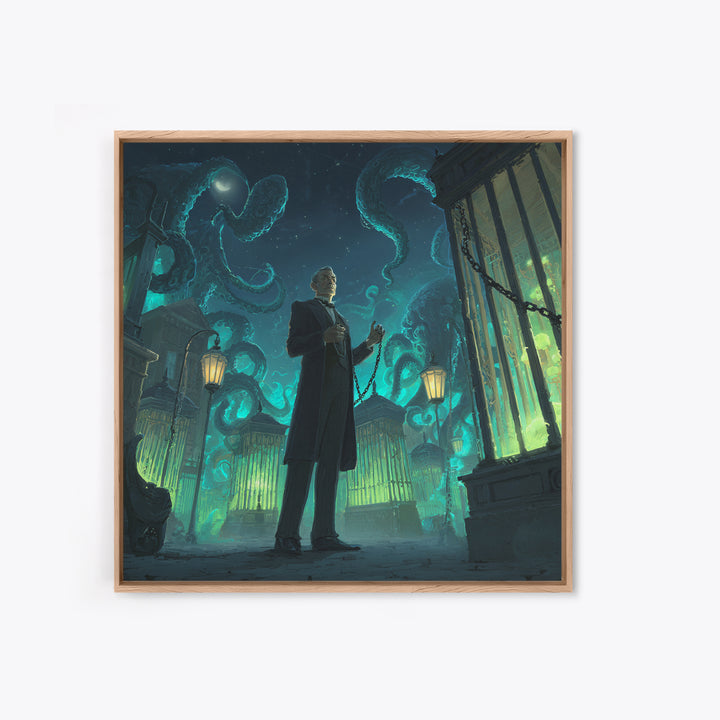 The Moonlit Shoggoth Menagerie, Square Wall Art, Macabre Wall Art, Framed Canvas Print, Halloween Wall Decor, Gothic Home Decor