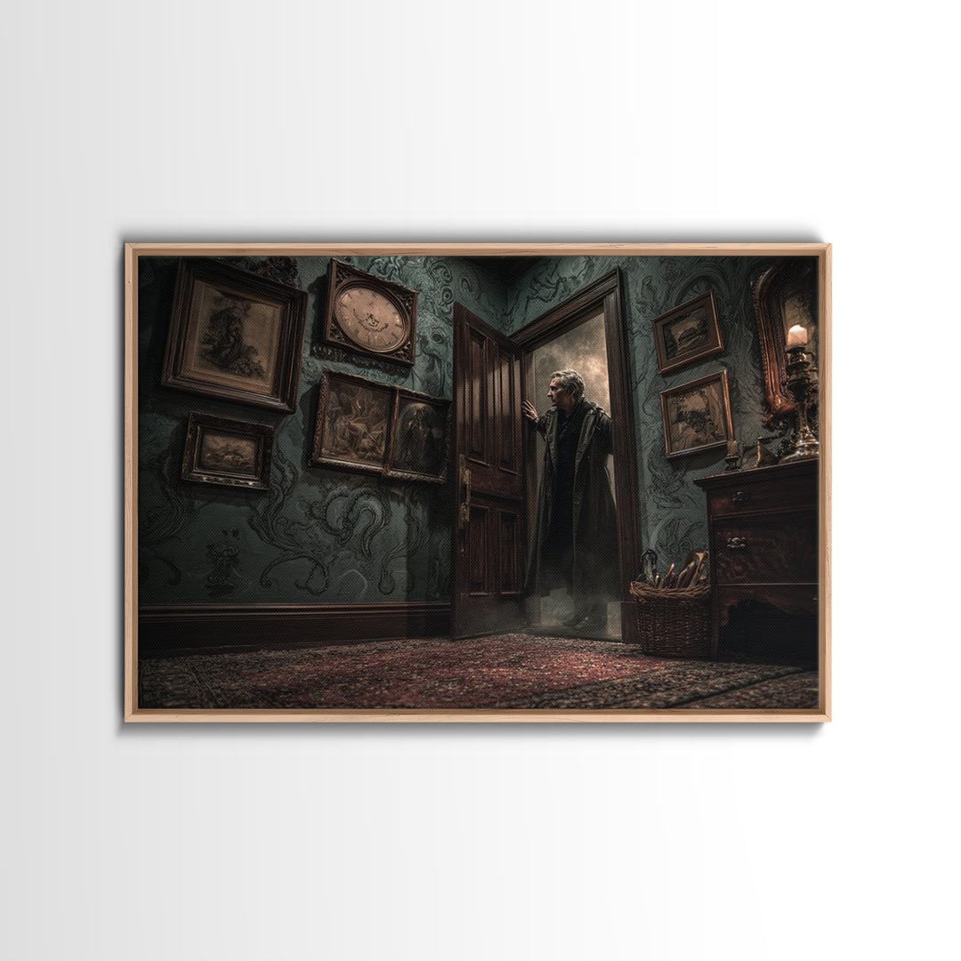 The Thirteenth Door Of Arkham House, Landscape Wall Art, Haunted Gothic Art, Canvas Print, Halloween Wall Decor, Gothic Home Decor