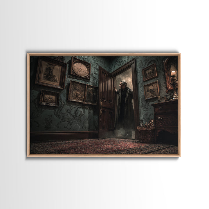 The Thirteenth Door Of Arkham House, Landscape Wall Art, Haunted Gothic Art, Canvas Print, Halloween Wall Decor, Gothic Home Decor