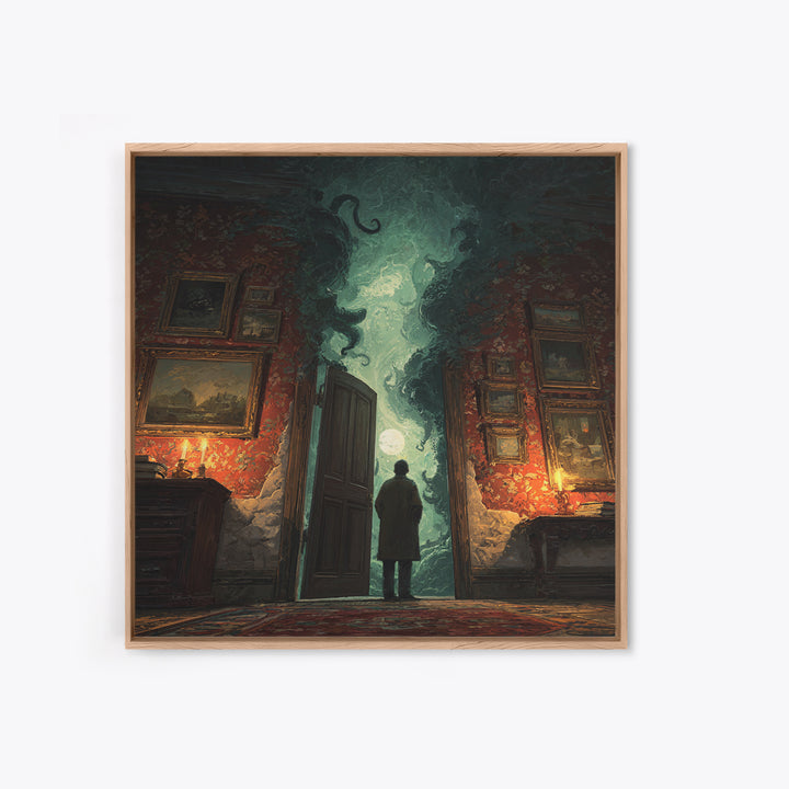 The Thirteenth Door Of Arkham House, Square Wall Art, Dark Fantasy Wall Art, Canvas Print, Halloween Wall Decor, Gothic Home Decor