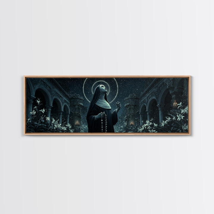 The Nun Of The Endless Constellation, Extra Wide Wall Art, Dark Fantasy Wall Art, Canvas Print, Halloween Wall Decor, Gothic Home Decor