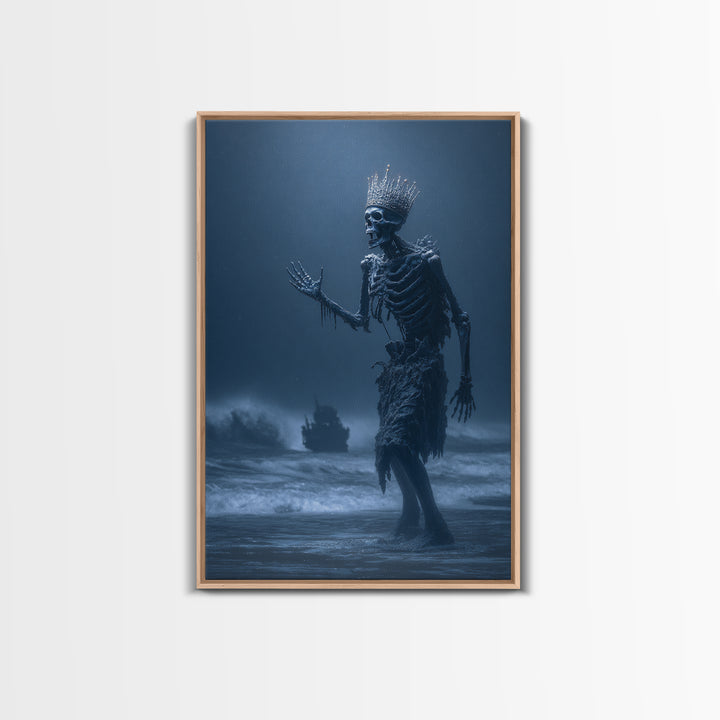 The Salt King Of The Black Shore, Vertical Wall Art, Macabre Wall Art, Framed Canvas Print, Halloween Wall Decor, Gothic Home Decor