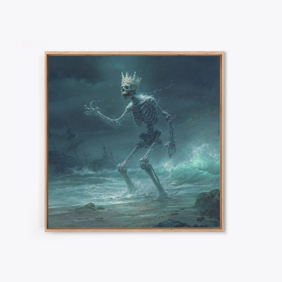 The Salt King Of The Black Shore, Square Wall Art, Dark Halloween Decor, Framed Canvas Print, Halloween Wall Decor, Gothic Home Decor