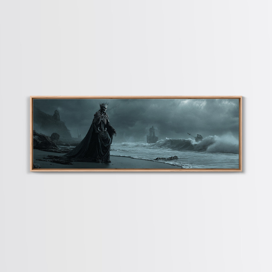 The Salt King Of The Black Shore, Extra Wide Wall Art, Gothic Horror Wall Art, Framed Canvas Print, Halloween Wall Decor, Gothic Home Decor