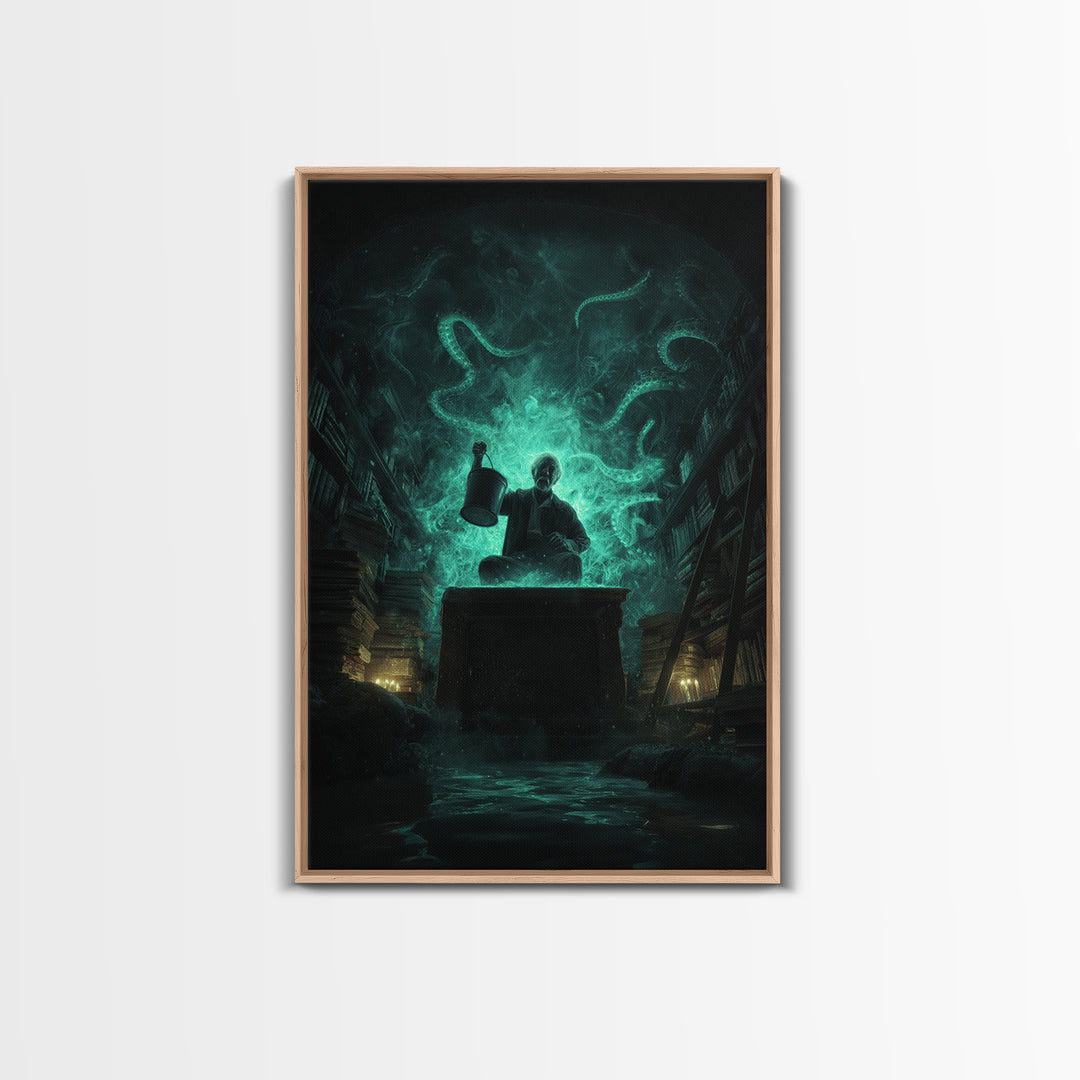 The Dreamwell Beneath Miskatonic, Vertical Wall Art, Dark Fantasy Wall Art, Canvas Print, Halloween Wall Decor, Gothic Home Decor