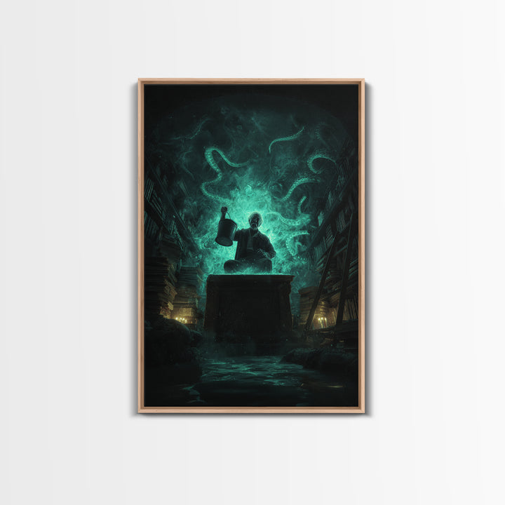 The Dreamwell Beneath Miskatonic, Vertical Wall Art, Dark Fantasy Wall Art, Canvas Print, Halloween Wall Decor, Gothic Home Decor