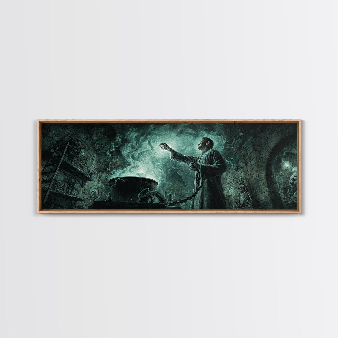 The Dreamwell Beneath Miskatonic, Extra Wide Wall Art, Eldritch Gothic Decor, Canvas Print, Halloween Wall Decor, Gothic Home Decor