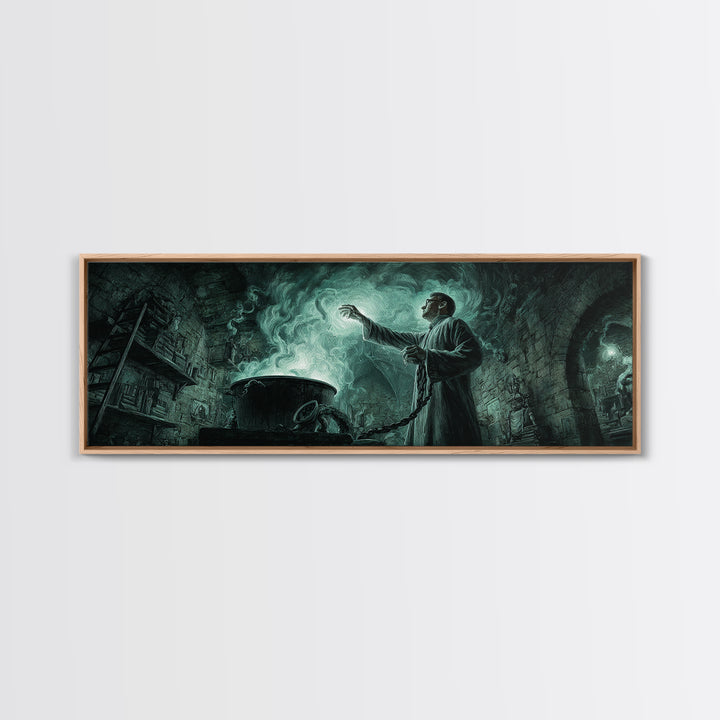 The Dreamwell Beneath Miskatonic, Extra Wide Wall Art, Eldritch Gothic Decor, Canvas Print, Halloween Wall Decor, Gothic Home Decor