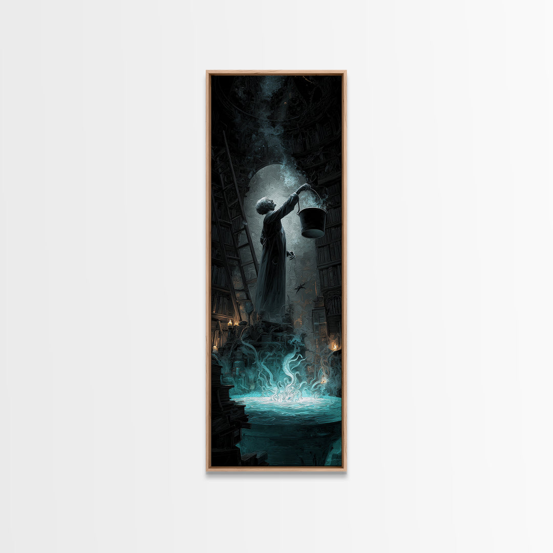 The Dreamwell Beneath Miskatonic, Tall Narrow Wall Art, Cosmic Horror Wall Art, Framed Canvas Print, Halloween Wall Decor, Gothic Home Decor