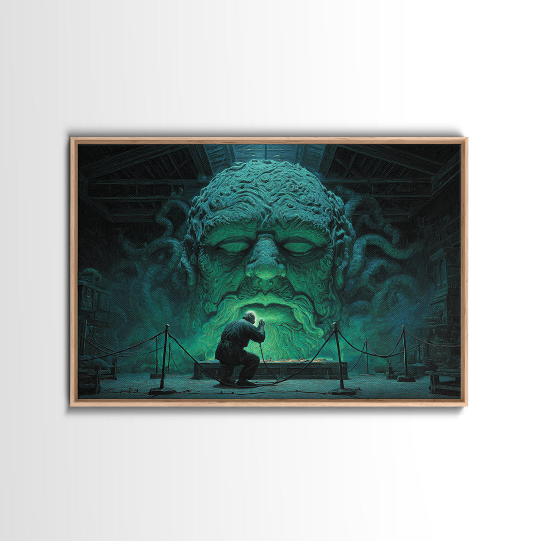 The Custodian Of The Whispering Idol, Landscape Wall Art, Dark Halloween Decor, Canvas Print, Halloween Wall Decor, Gothic Home Decor