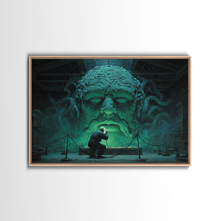 The Custodian Of The Whispering Idol, Landscape Wall Art, Dark Halloween Decor, Canvas Print, Halloween Wall Decor, Gothic Home Decor