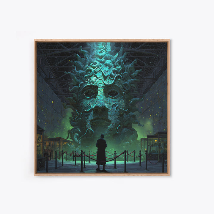 The Custodian Of The Whispering Idol, Square Wall Art, Macabre Wall Art, Framed Canvas Print, Halloween Wall Decor, Gothic Home Decor