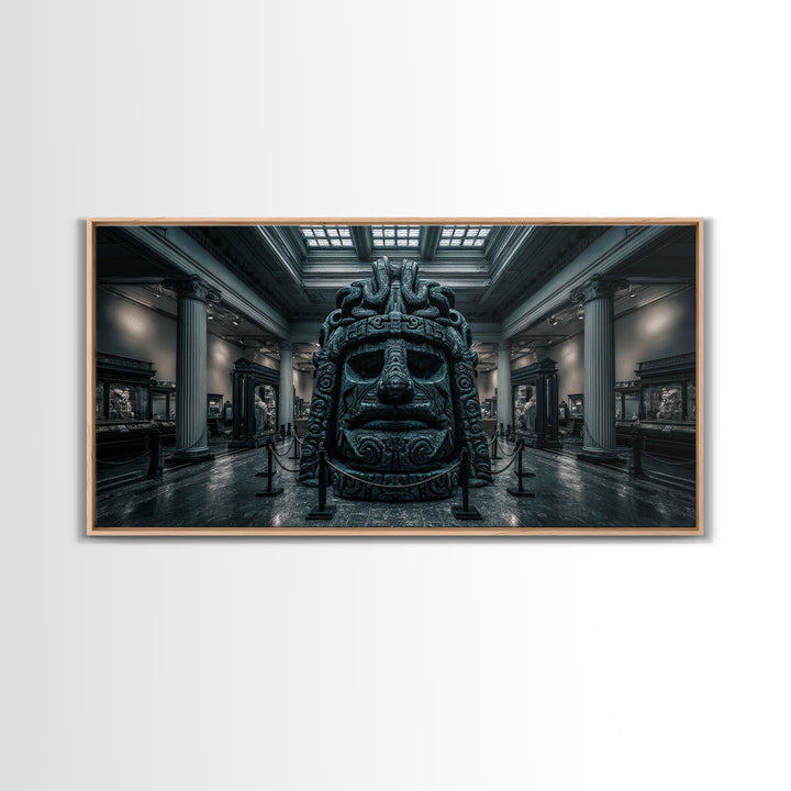 The Custodian Of The Whispering Idol, Wide Panoramic Art, Eldritch Gothic Decor, Framed Canvas Print, Halloween Wall Decor, Macabre Wall Art