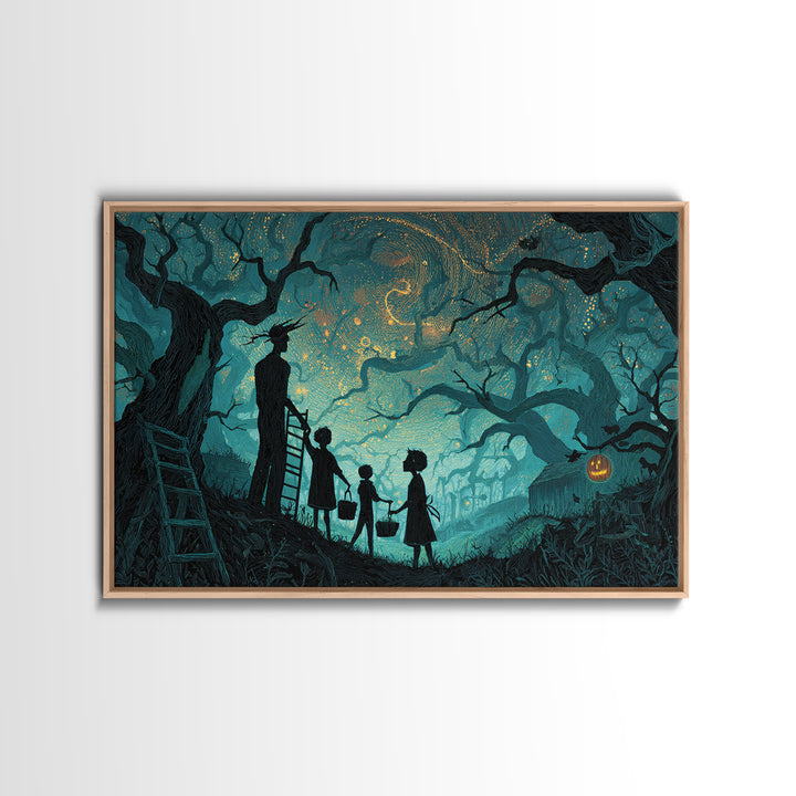 The Children Of The Star Orchard, Landscape Wall Art, Dark Fantasy Wall Art, Framed Canvas Print, Halloween Wall Decor, Gothic Home Decor