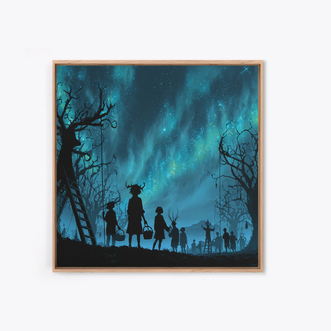The Children Of The Star Orchard, Square Wall Art, Eldritch Gothic Decor, Framed Canvas Print, Halloween Wall Decor, Gothic Home Decor