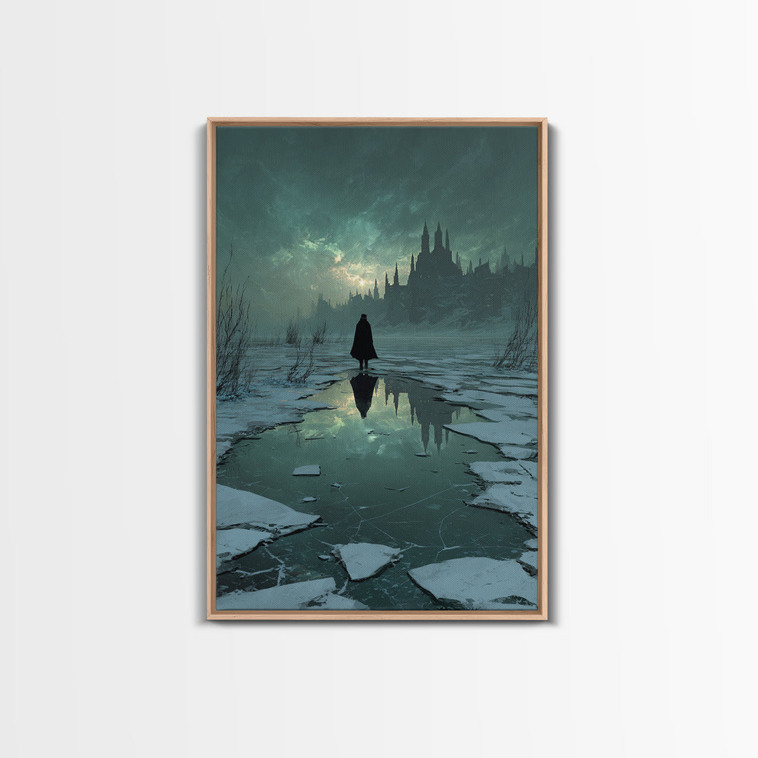 The Frost Beyond Carcosa, Vertical Wall Art, Eldritch Gothic Decor, Framed Canvas Print, Halloween Wall Decor, Gothic Home Decor