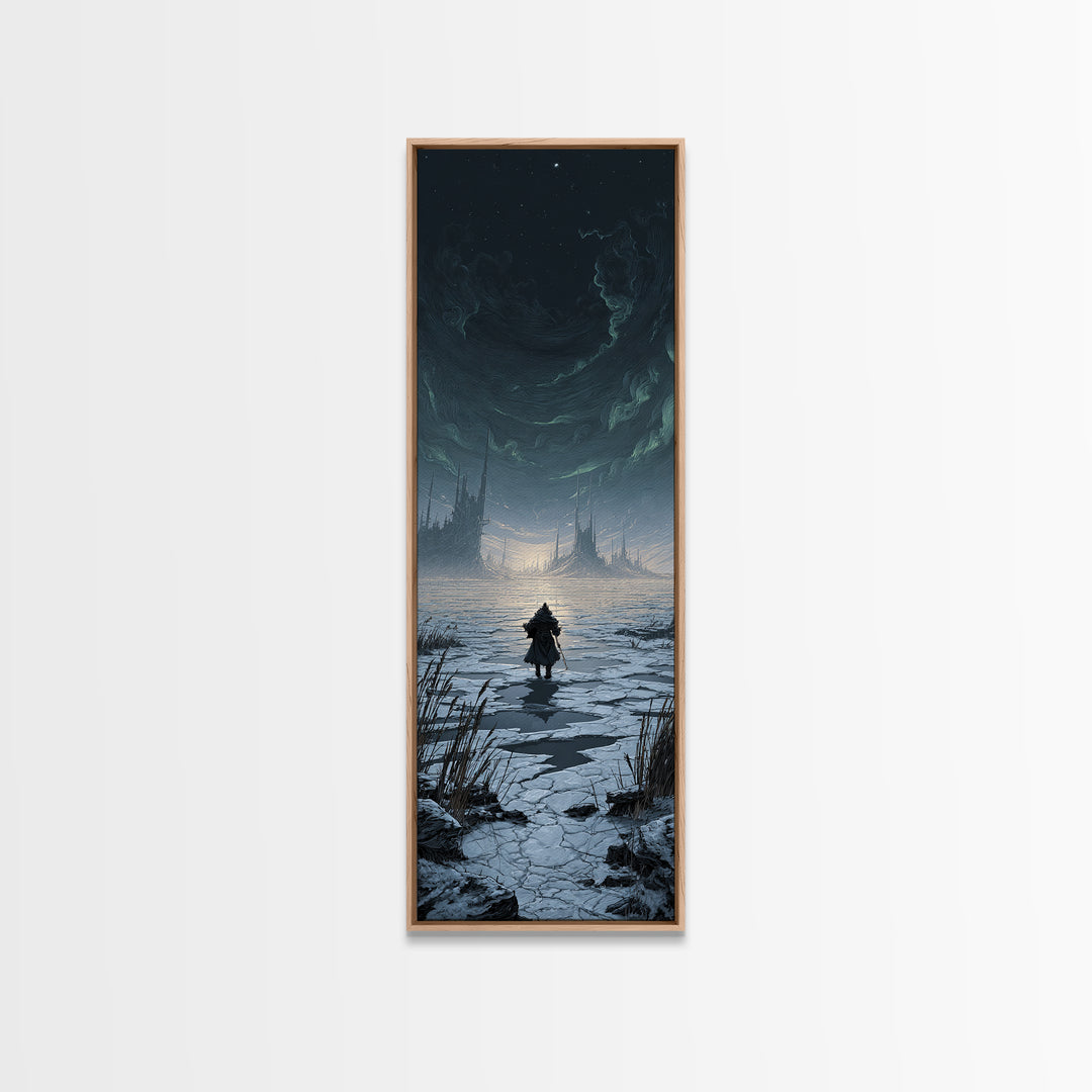 The Frost Beyond Carcosa, Tall Narrow Wall Art, Gothic Horror Wall Art, Framed Canvas Print, Halloween Wall Decor, Gothic Home Decor