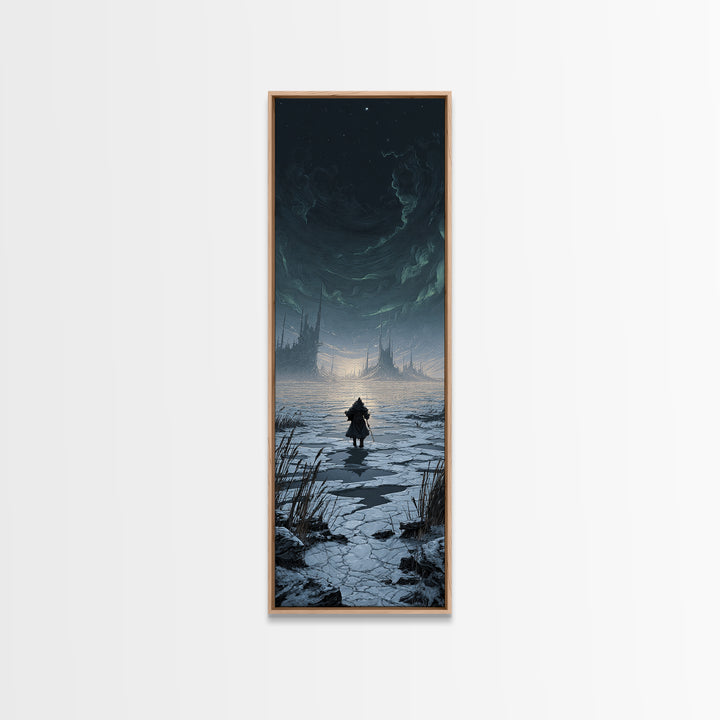 The Frost Beyond Carcosa, Tall Narrow Wall Art, Gothic Horror Wall Art, Framed Canvas Print, Halloween Wall Decor, Gothic Home Decor