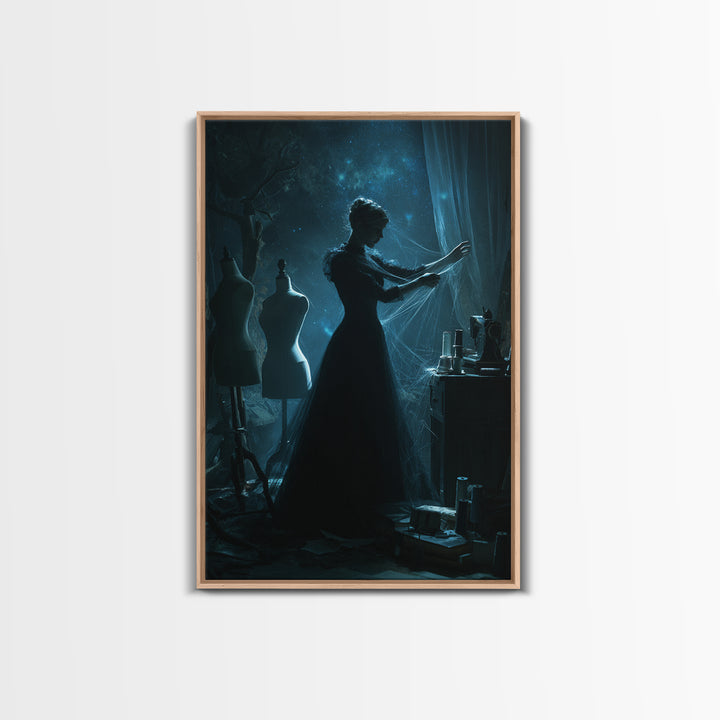 The Seamstress Of Living Nebulae, Vertical Wall Art, Eldritch Gothic Decor, Canvas Print, Halloween Wall Decor, Gothic Home Decor