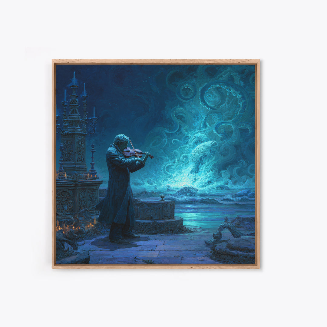 The Violinist Of The Drowned Moon, Square Wall Art, Haunted Gothic Art, Canvas Print, Halloween Wall Decor, Gothic Home Decor