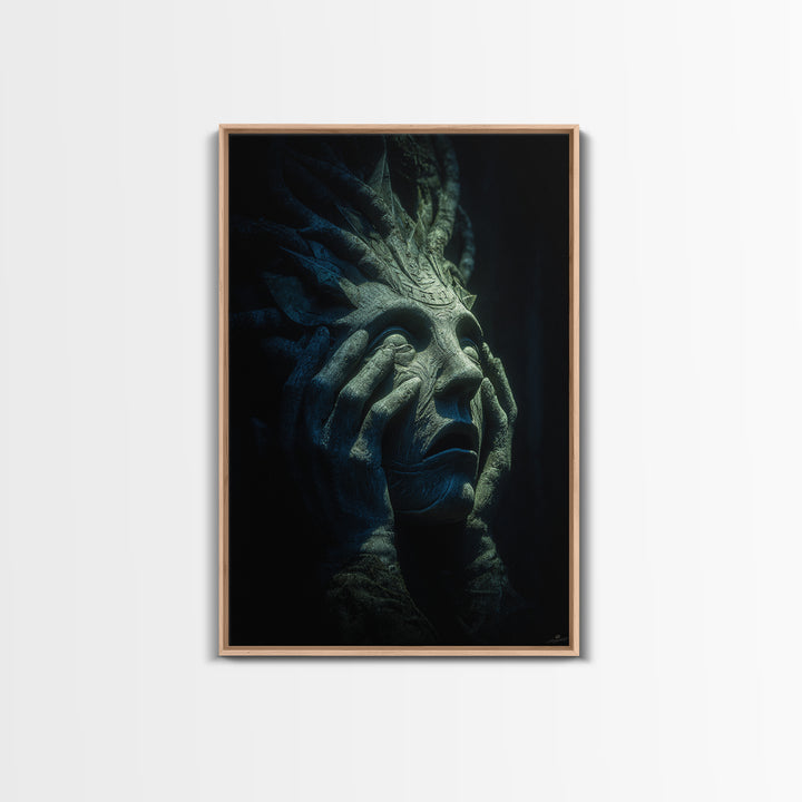 The Mask Of The Crawling God, Vertical Wall Art, Eldritch Gothic Decor, Canvas Print, Halloween Wall Decor, Gothic Home Decor