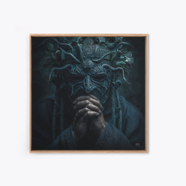 The Mask Of The Crawling God, Square Wall Art, Eldritch Gothic Decor, Canvas Print, Halloween Wall Decor, Gothic Home Decor, Horror Wall Art