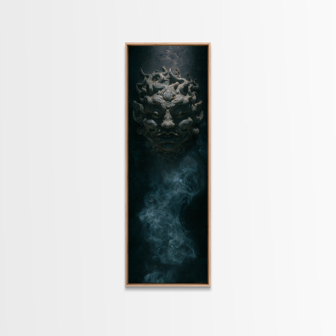 The Mask Of The Crawling God, Tall Narrow Wall Art, Macabre Wall Art, Canvas Print, Halloween Wall Decor, Gothic Home Decor, Halloween Decor