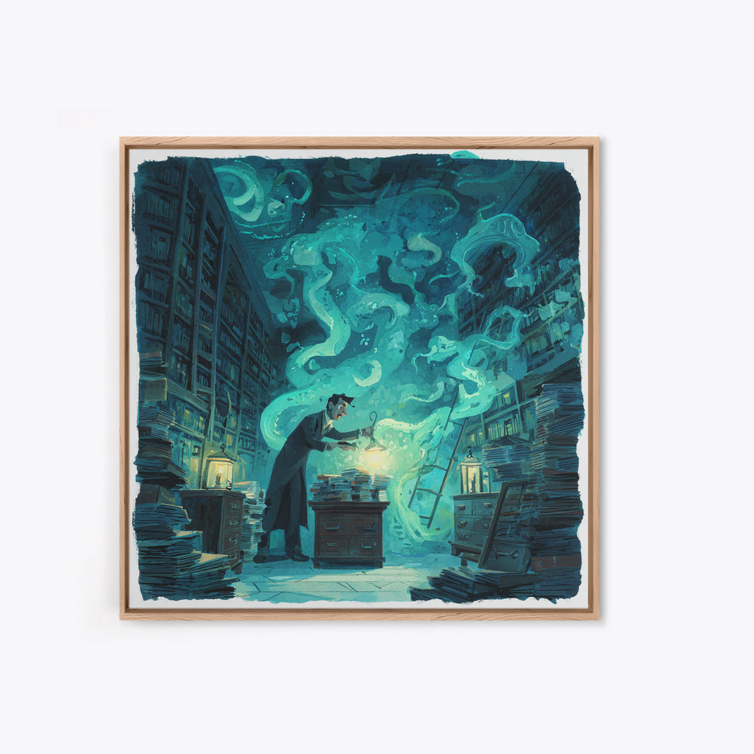 The Archivist Of Dreaming Bones, Square Wall Art, Lovecraftian Horror Art, Canvas Print, Halloween Wall Decor, Gothic Home Decor