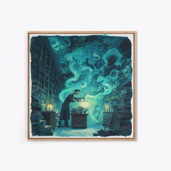 The Archivist Of Dreaming Bones, Square Wall Art, Lovecraftian Horror Art, Canvas Print, Halloween Wall Decor, Gothic Home Decor