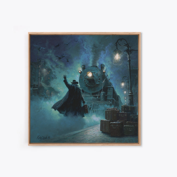 The Phantom Train To Kadath, Square Wall Art, Spooky Home Decor, Framed Canvas Print, Halloween Wall Decor, Gothic Home Decor