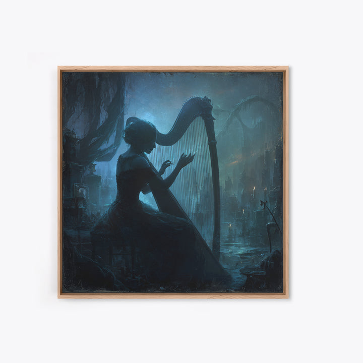 The Harpist Of Abyssal Sleep, Square Wall Art, Dark Halloween Decor, Canvas Print, Halloween Wall Decor, Gothic Home Decor