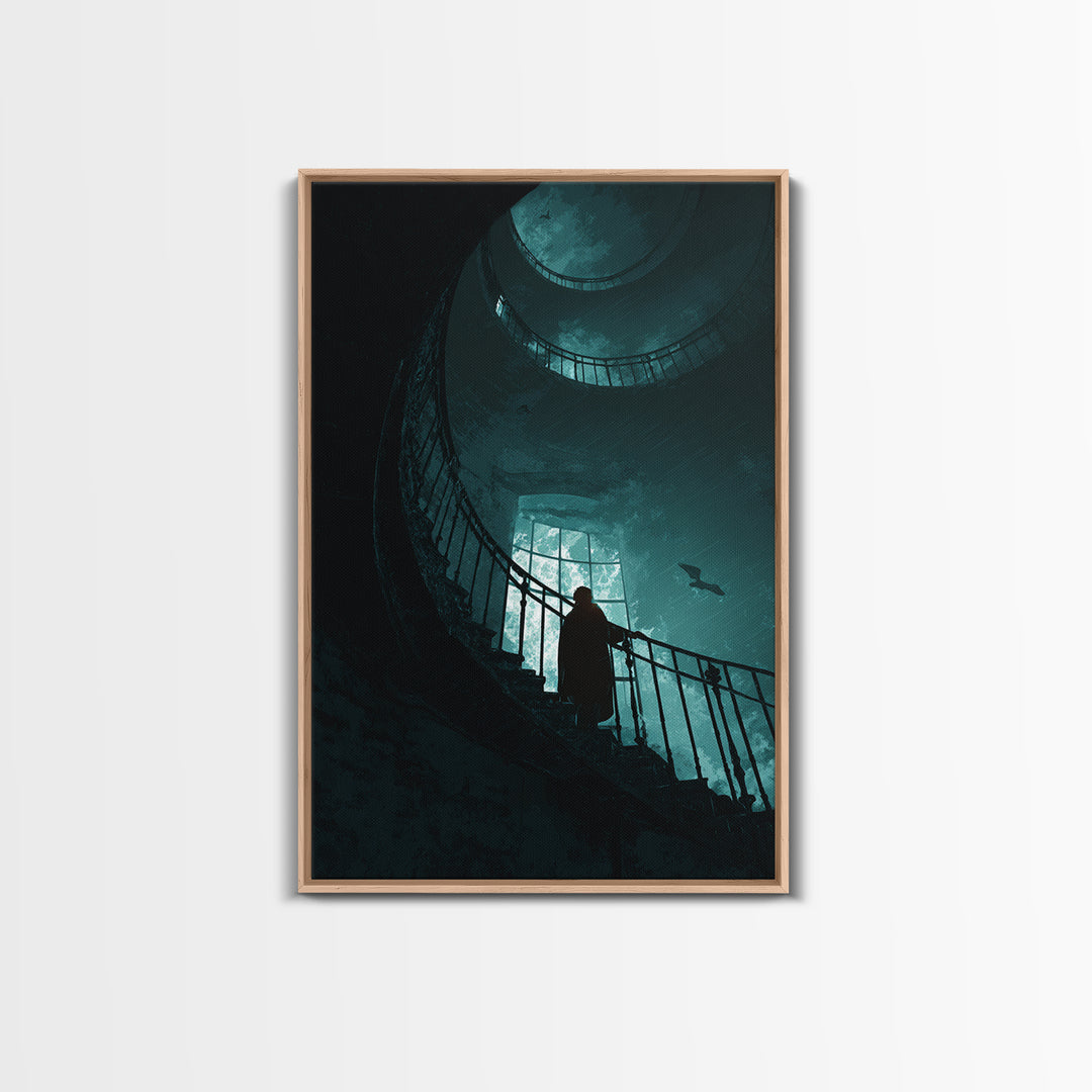 The Last Lighthouse Of Y’Ha-Nthlei, Vertical Wall Art, Macabre Wall Art, Framed Canvas Print, Halloween Wall Decor, Gothic Home Decor