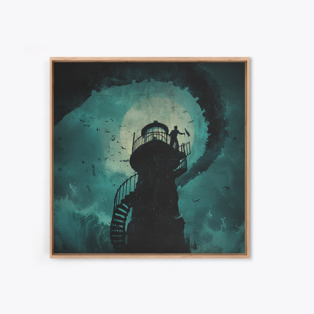 The Last Lighthouse Of Y’Ha-Nthlei, Square Wall Art, Spooky Home Decor, Canvas Print, Halloween Wall Decor, Gothic Home Decor