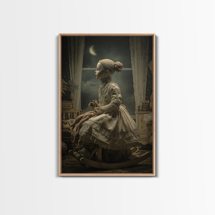 The Doll From Beyond The Void, Vertical Wall Art, Gothic Horror Wall Art, Framed Canvas Print, Halloween Wall Decor, Gothic Home Decor