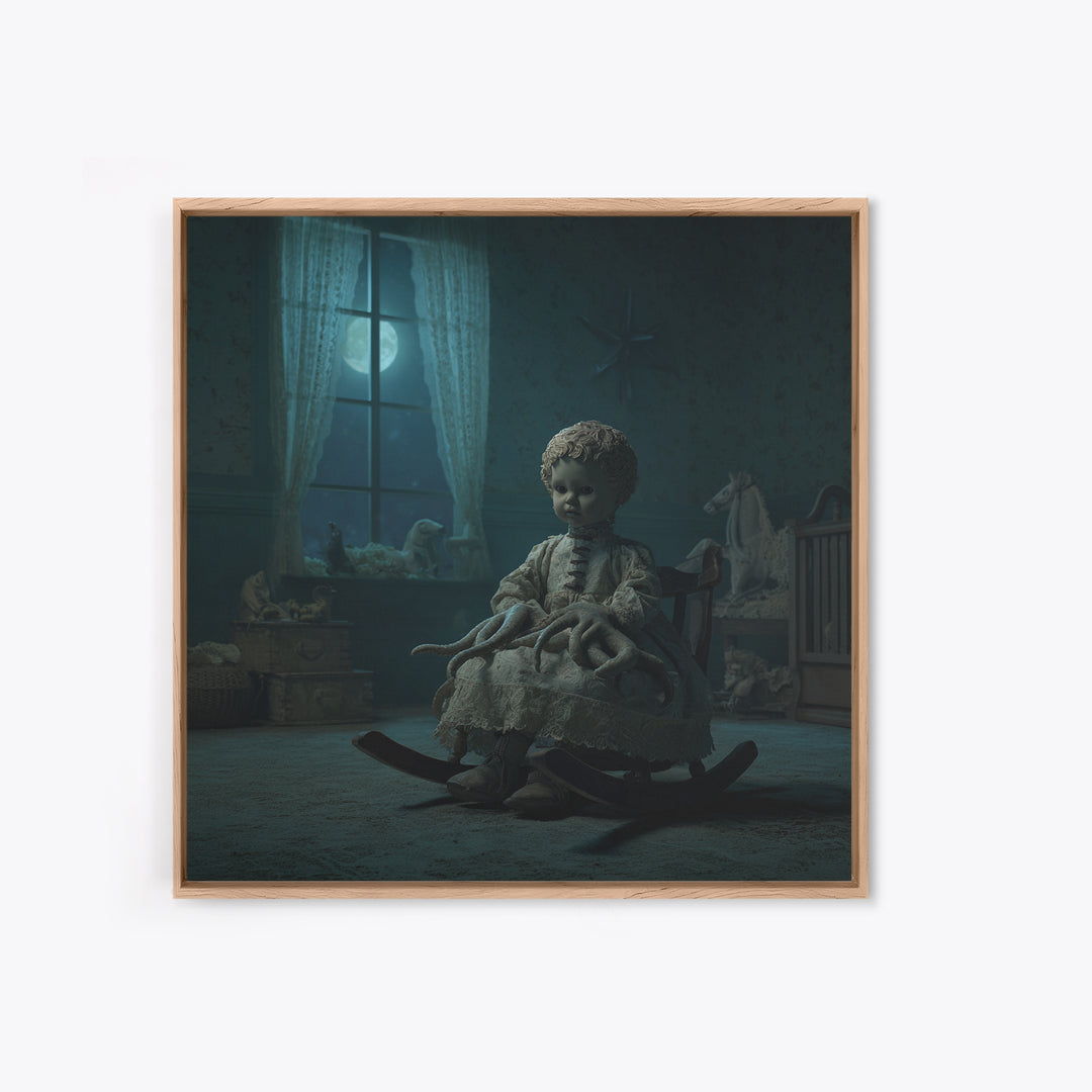 The Doll From Beyond The Void, Square Wall Art, Dark Fantasy Wall Art, Canvas Print, Halloween Wall Decor, Gothic Home Decor