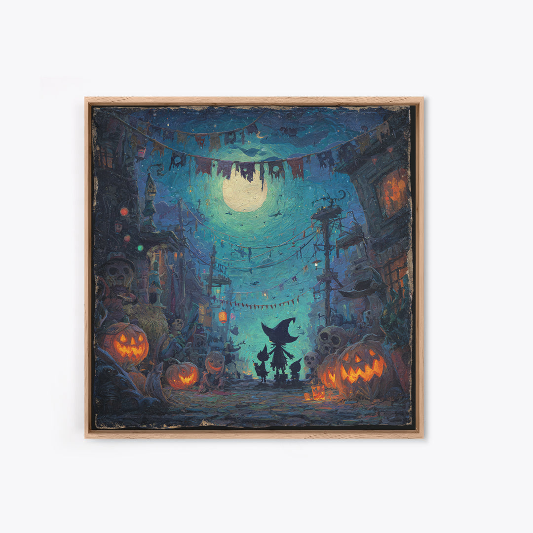 The Festival Of The Little Old Ones, Square Wall Art, Macabre Wall Art, Framed Canvas Print, Halloween Wall Decor, Gothic Home Decor