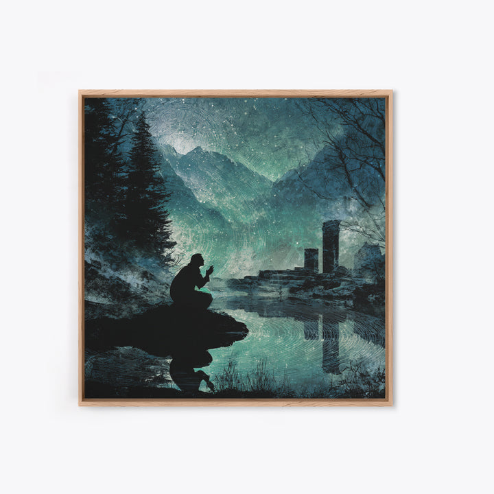 The Mirror Lake Of Lost Constellations, Square Wall Art, Dark Halloween Decor, Canvas Print, Halloween Wall Decor, Gothic Home Decor