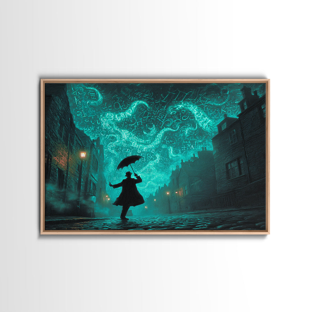 The Umbrella Of The Outer Rain, Landscape Wall Art, Cosmic Horror Wall Art, Framed Canvas Print, Halloween Wall Decor, Gothic Home Decor
