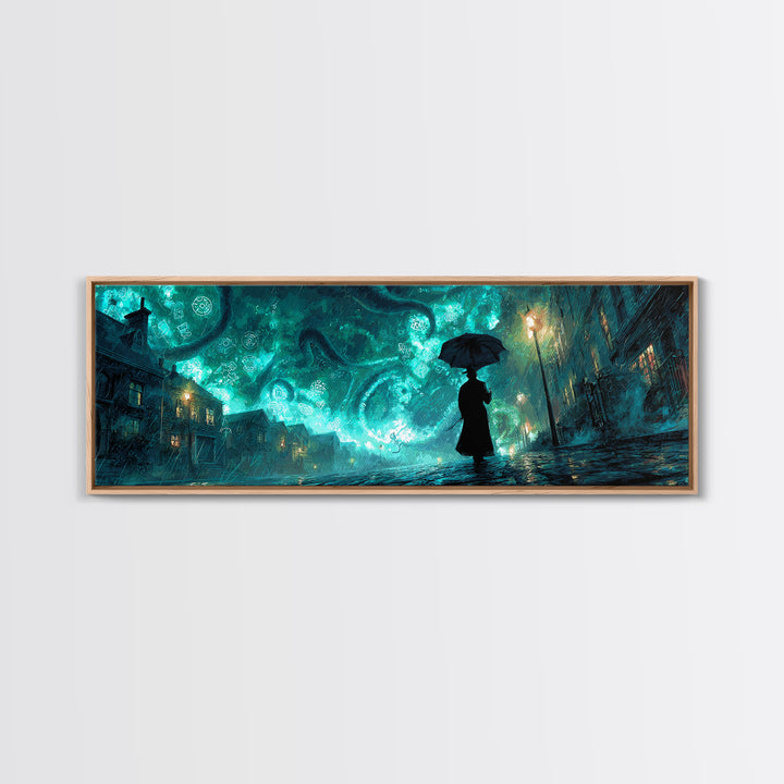The Umbrella Of The Outer Rain, Extra Wide Wall Art, Spooky Home Decor, Canvas Print, Halloween Wall Decor, Gothic Home Decor