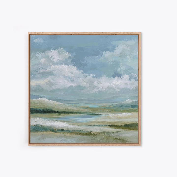 Gentle Mountain Landscape Framed Canvas Print, Dental Office Art, Medical Office Art, Office Decor, Watercolor Art, Calm, DOA-1x1-100