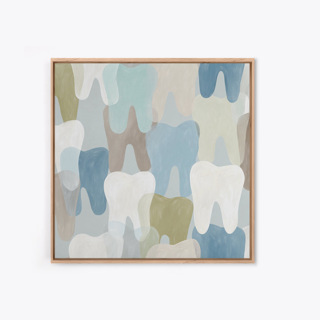 Playful Tooth Shaped Character Canvas Print, Dental Office Art, Medical Office Decor, Office Decor, Abstract Art, Calm, DOA-1x1-30