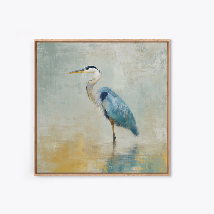 Blue Heron by Calm Marsh Water Framed Canvas Print, Dental Office Art, Motivational Poster, Office Decor, Fine Art, Calm, DOA-1x1-47