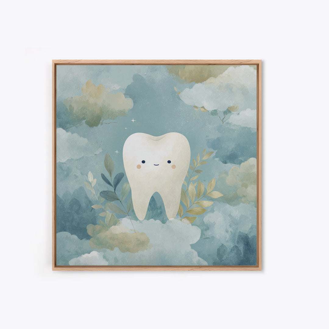 Playful Tooth Shaped Character Canvas Print, Dental Office Art, Medical Office Decor, Office Decor, Abstract Art, Calm, DOA-1x1-54