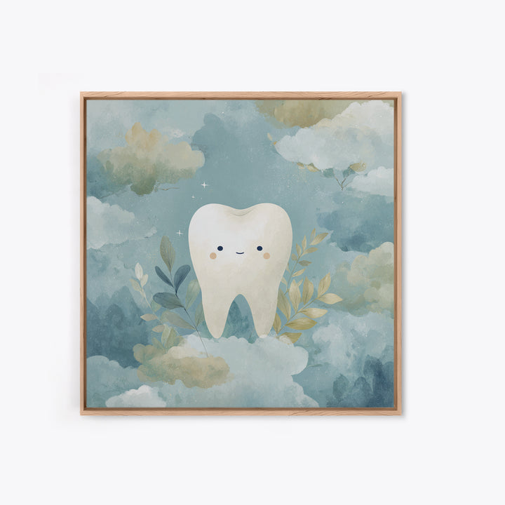 Playful Tooth Shaped Character Canvas Print, Dental Office Art, Medical Office Decor, Office Decor, Abstract Art, Calm, DOA-1x1-54